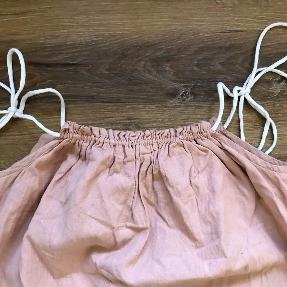 Yo Baby Girls Pillow Case Linen Blush Lace Dress Size 11